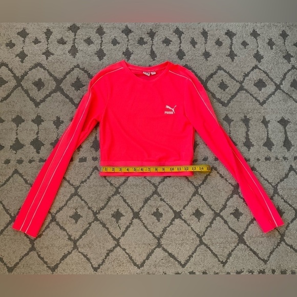Puma Women’s Long Sleeve Neon Crop Top - Picture 7 of 12